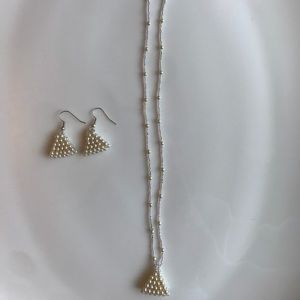 Hand beaded necklace and earrings!
